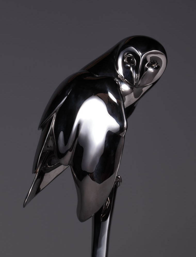 Stainless Steel Barn Owl III Sculpture