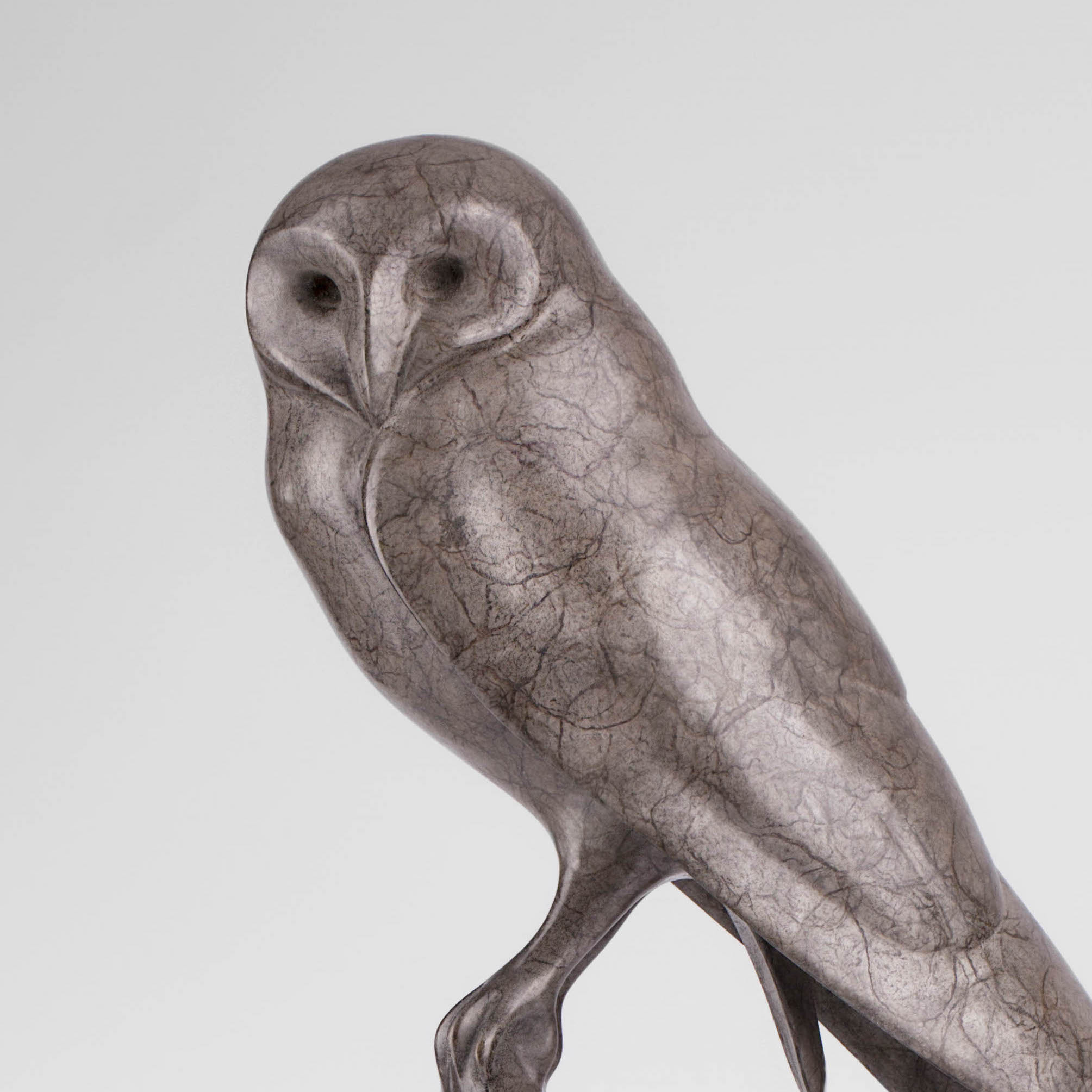 Bronze Barn Owl Resting Sculpture 